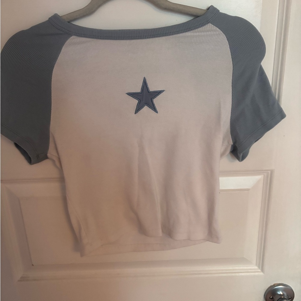 Women's Short Sleeve Star Tee - Blue and White
